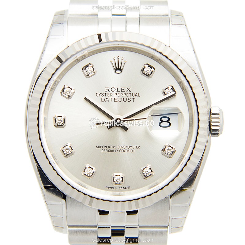 Rolex Datejust Replica - Automatic - 18kt White Gold & Steel - Silver Dial - Steel Clasp - Luxury Replica DATEJUST Watch