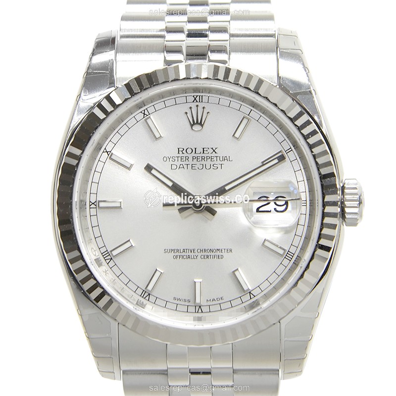 Rolex DATEJUST Replica - Automatic - 18kt White Gold & Steel - Silver Dial - Steel Strap - Luxury Replica DATEJUST Watch
