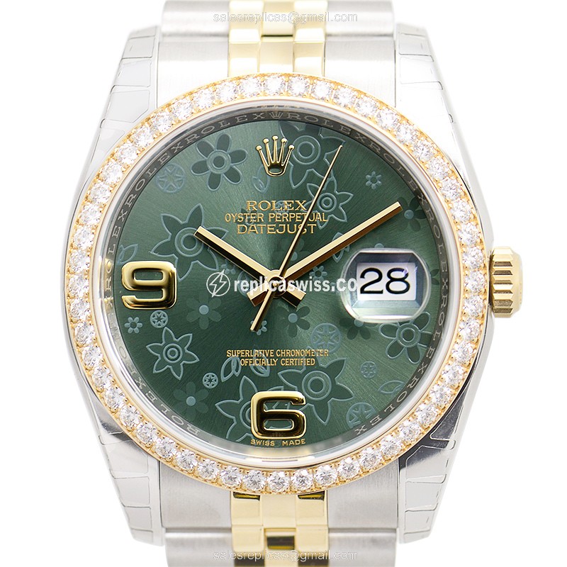 Rolex Datejust Replica - Automatic - Green Dial - 18kt/Steel - Luxury Replica DATEJUST Watch