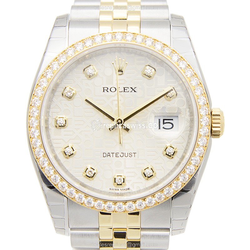 Rolex DATEJUST Replica - Automatic - 18kt Gold & Diamond - Steel Case - Silver Dial - Luxury Replica DATEJUST Watch