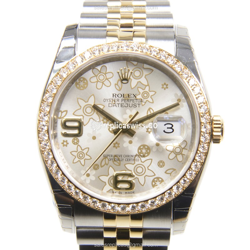 Rolex DATEJUST Replica - Automatic - 18kt Gold & Steel - Silver Dial