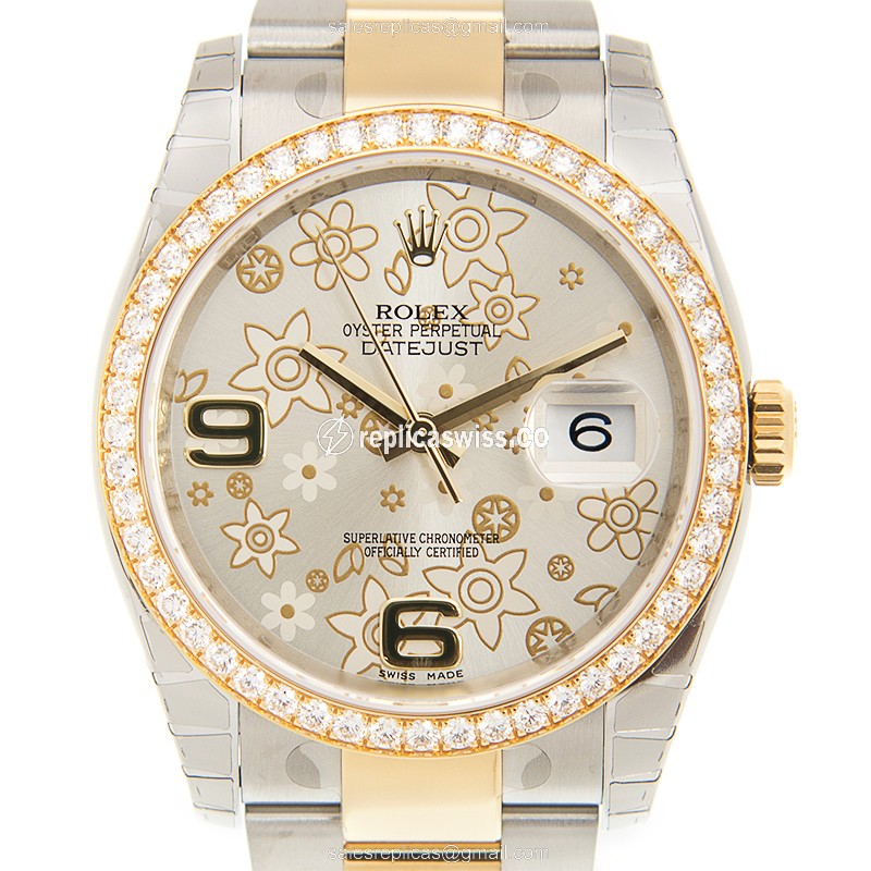 Rolex Datejust Replica - Automatic - 18kt Gold Case - Silver Dial - Gold Strap