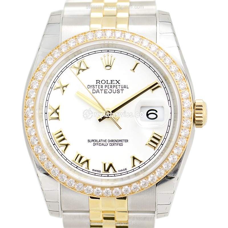 Rolex Datejust Replica - Automatic - 18kt Gold & Steel Case - White Dial & Gold Clasp