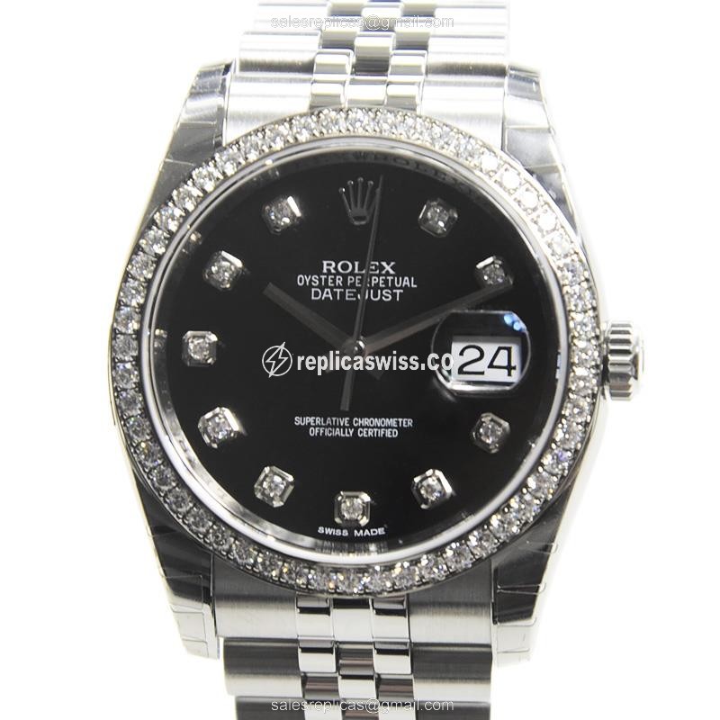 Rolex Datejust Replica - Automatic | Black Dial | Silver Clasp | Steel Strap