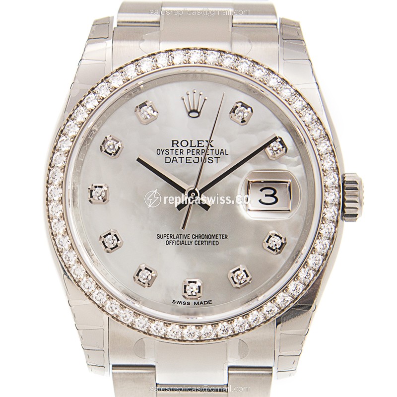 Rolex Datejust Replica - Automatic - White Gold & Steel - White Dial