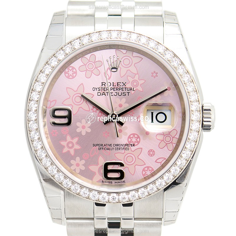 Rolex Datejust Replica - Automatic - Stainless Steel & Diamond Case - Pink Dial