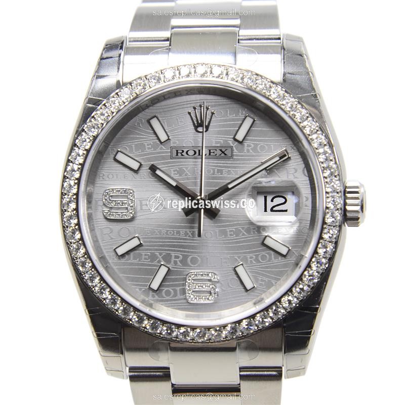 Rolex Datejust Replica - Automatic - 18kt White Gold - Diamond - Steel Case - Silver Dial - Steel Strap