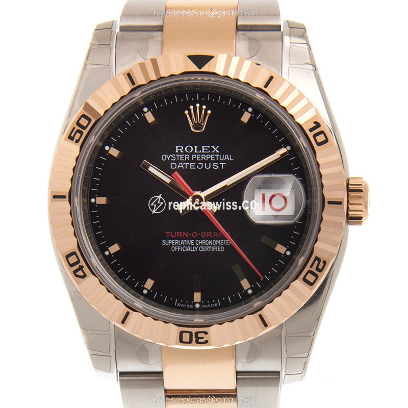 Rolex Datejust Replica - Automatic - 18kt Rose Gold & Steel - Black Dial - Luxury Replica DATEJUST Watch