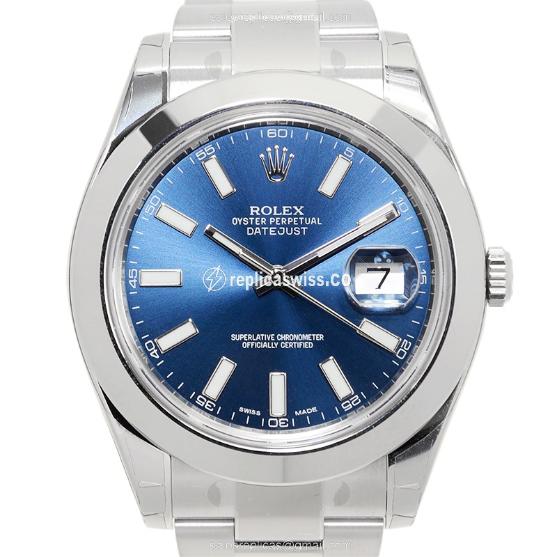 Rolex Datejust 116300BL Replica - Automatic - Blue Dial - Steel Case - Silver Strap