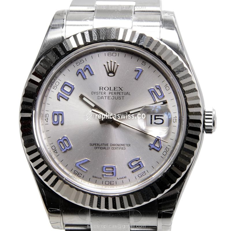 Rolex DATEJUST Replica - Automatic - White Gold & Steel - Silver Dial - Steel Clasp