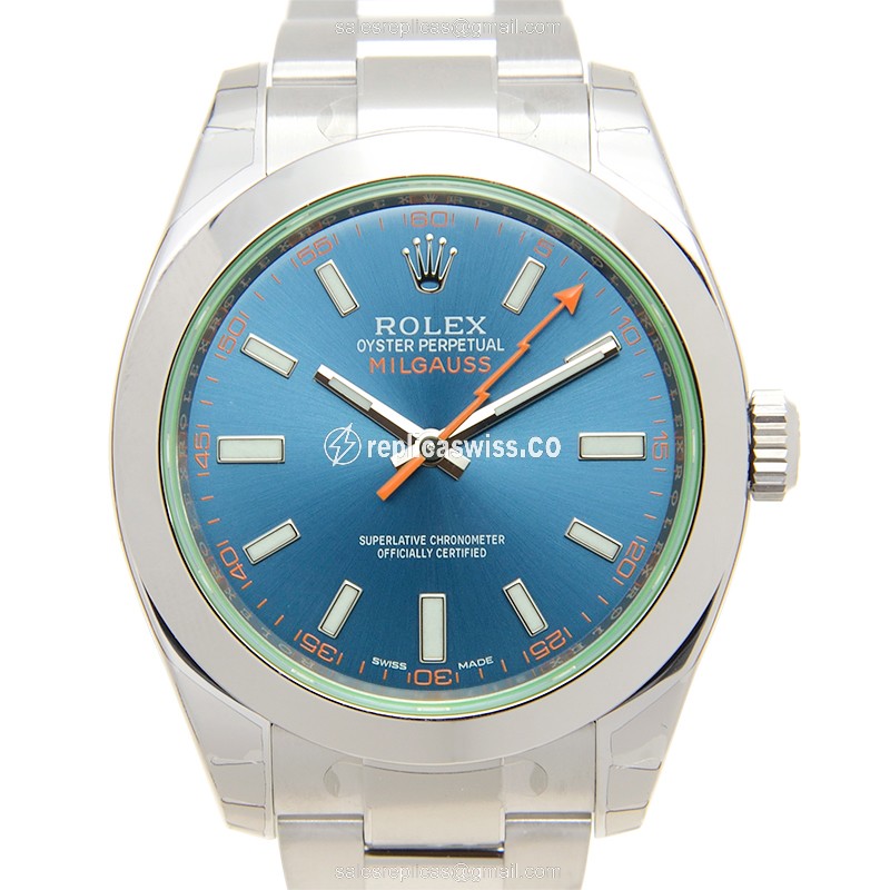 Rolex MILGAUSS Replica - Automatic - Steel Case, Blue Dial, Silver Clasp - Luxury Replica MILGAUSS Watch