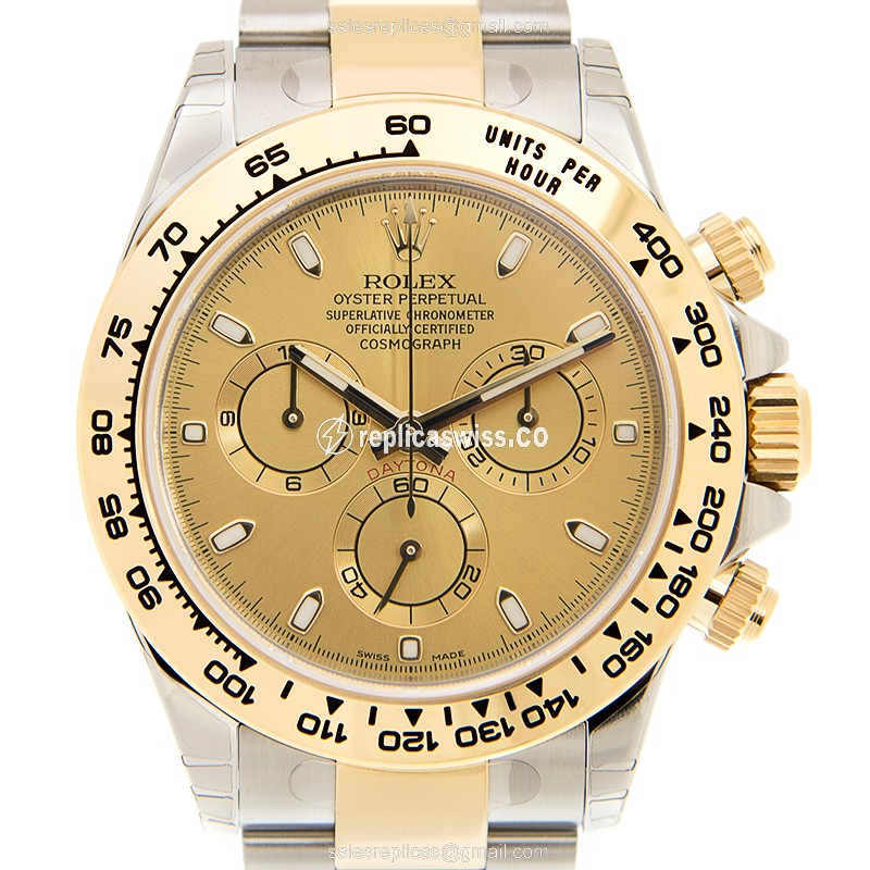 Rolex Daytona Replica - Automatic - Gold Case - Steel & Gold Strap - Luxury Replica DAYTONA Watch