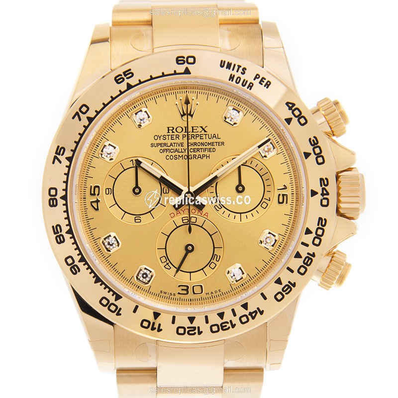 Rolex Daytona Replica - Automatic - 18kt Gold - Gold Dial on Gold Strap