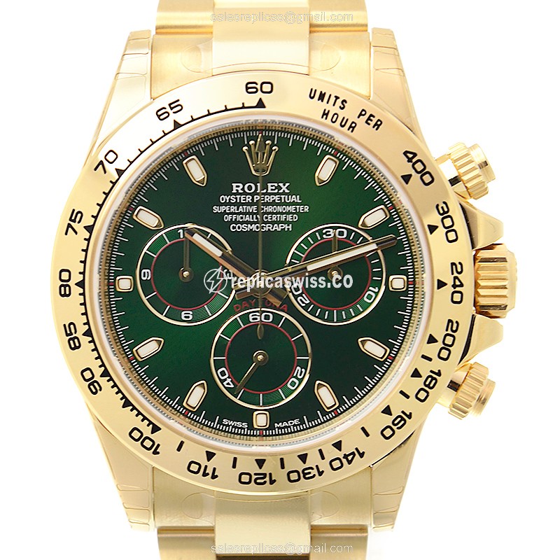 Rolex 116508-0013 Replica - Automatic - 18kt Gold Case - Green Dial, Gold Strap - Luxury Rolex Watch