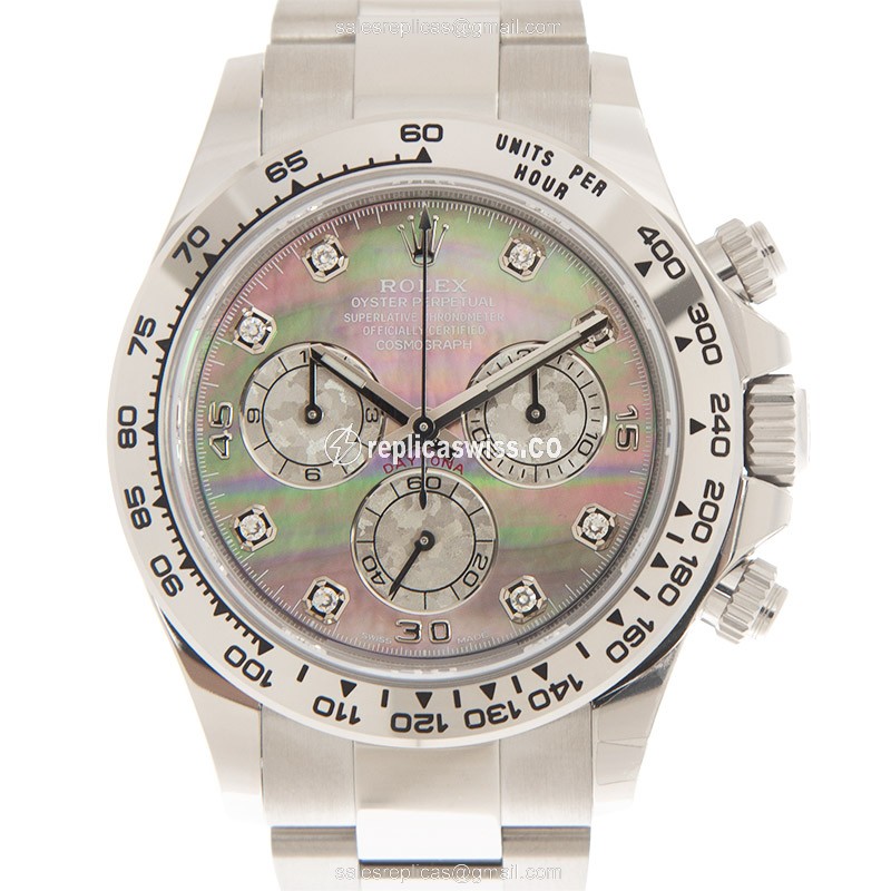 Rolex Daytona Replica - Automatic - 18kt Gold - Black Dial - Silver Strap - Luxury Replica DAYTONA Watch