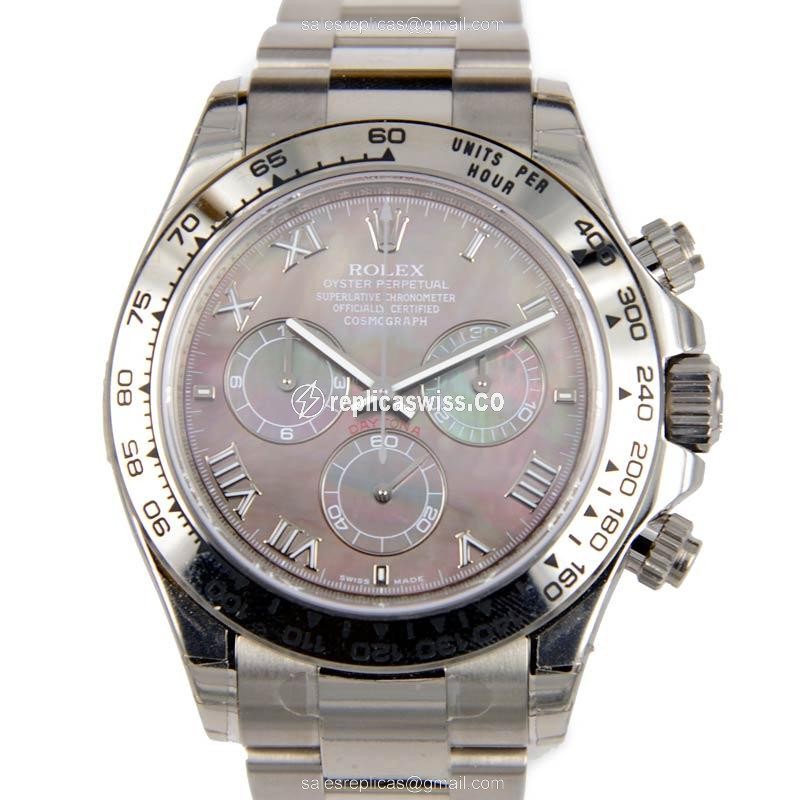 Rolex Daytona Replica - Automatic - 18kt White Gold - Black Dial, Silver Clasp - Luxury Replica DAYTONA Watch