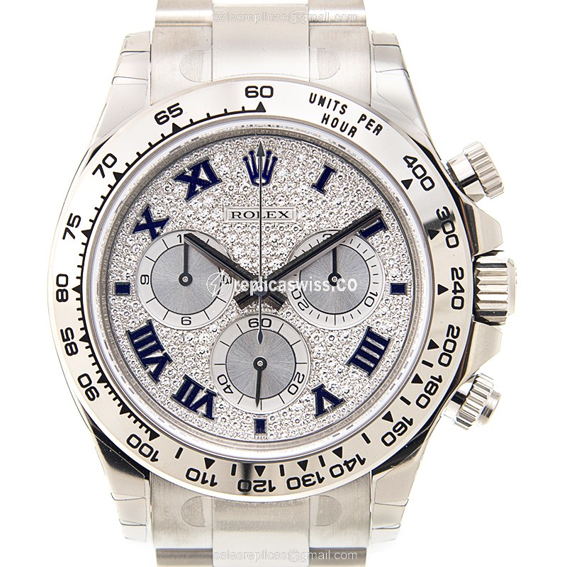 Rolex Daytona Replica - Automatic - 18kt Gold - Silver Dial, Clasp & Strap - Luxury Replica DAYTONA Watch