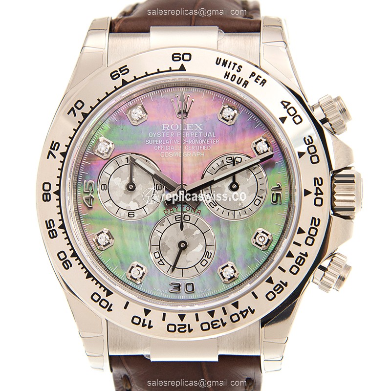 Rolex Daytona Replica: Automatic, 18kt Gold, Black Dial, Alligator Brown Strap - Luxury Replica DAYTONA Watch