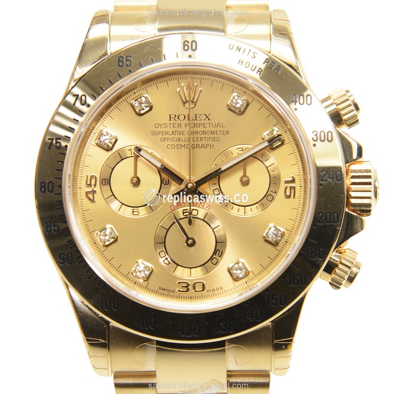 Rolex Daytona Replica | Automatic | Gold Case | Gold Dial, Gold Clasp & Gold Strap