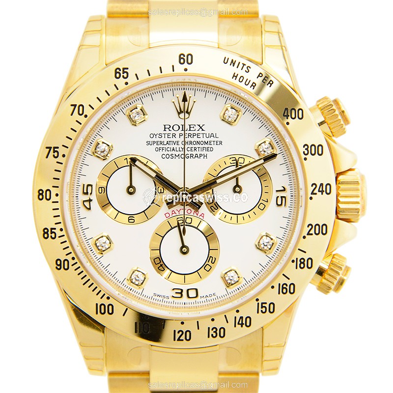 Rolex Daytona Replica - Automatic - 18kt Gold & Steel - White Dial, Gold Clasp