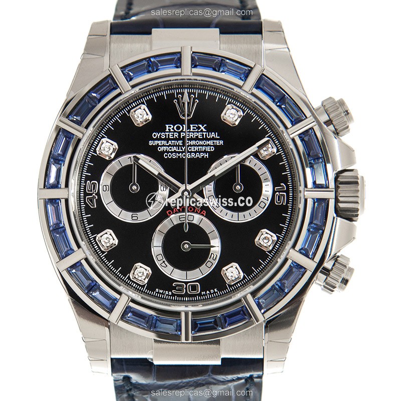 Rolex Daytona Replica - Automatic - Sapphire Case - Blue Dial - Alligator Blue Strap