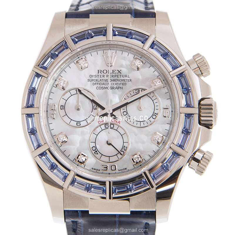 Rolex Daytona Replica - Automatic | 18kt White Gold | Sapphire Crystal | Blue Alligator Strap
