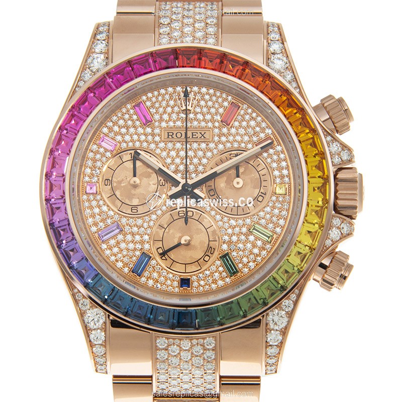 Rolex Daytona Replica - Automatic - 18kt Rose Gold Case - Sapphire Gold Dial