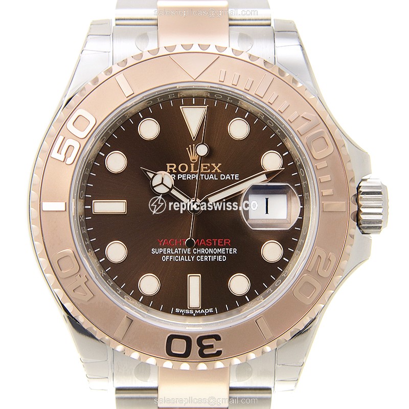 Rolex Yacht Master Replica - Automatic - 18kt Rose Gold & Steel Case - Brown Dial - Luxury Replica YACHT MASTER Watch