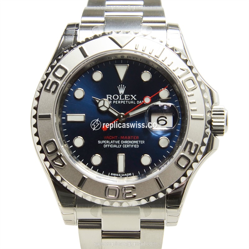 Rolex Yacht Master Replica - Automatic - White Gold & Steel Case - Blue Dial