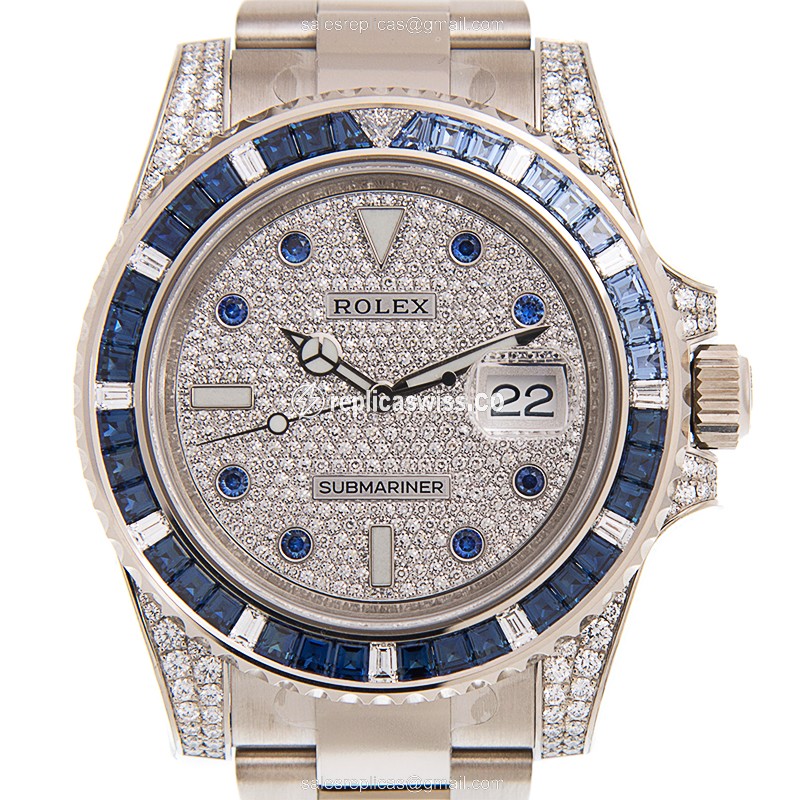 Rolex Submariner Replica - Automatic - 18kt White Gold - Sapphire Case - Silver Dial - Luxury Replica SUBMARINER Watch
