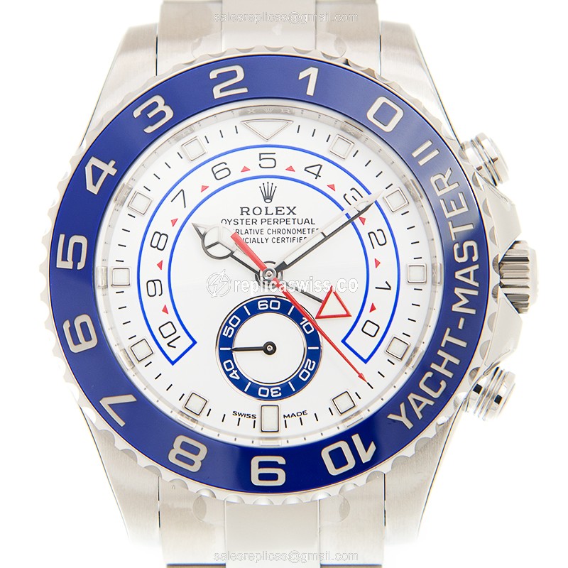 Rolex Yacht Master II Replica - Automatic - Steel Case, White Dial on Silver Steel Strap - Luxury Replica YACHT MASTER II Watch