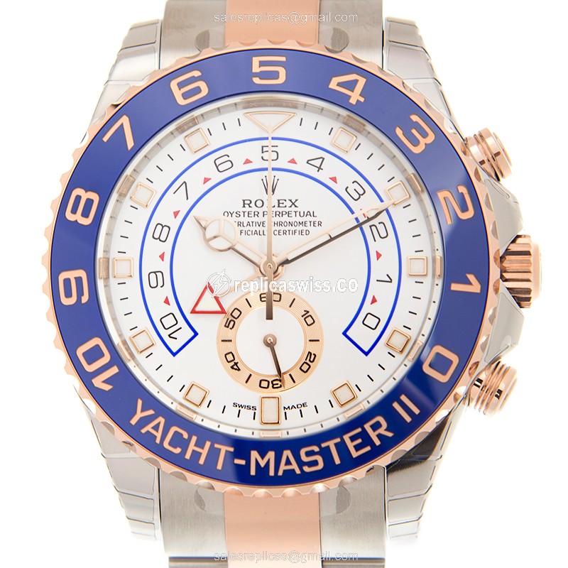 Rolex Yacht Master II Replica - Automatic - 18kt Rose Gold & Steel Case - White Dial - Luxury Replica YACHT MASTER II Watch