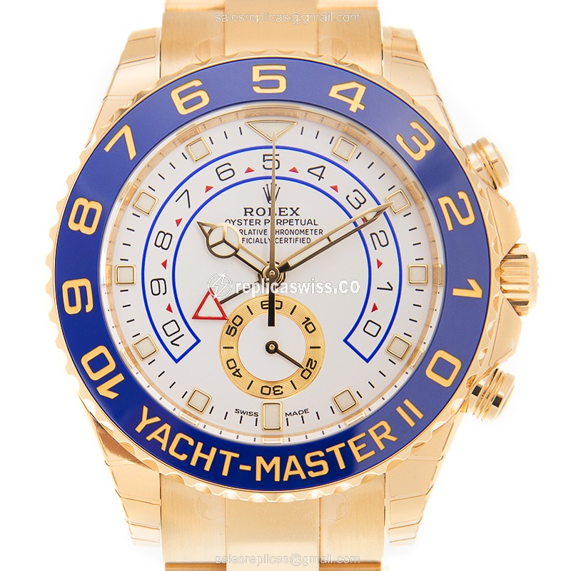 Rolex Yacht Master II Replica - Automatic - 18kt Yellow Gold - White Dial - Luxury Replica YACHT MASTER II Watch