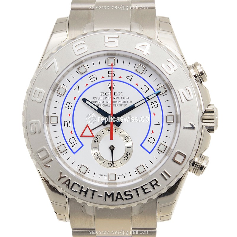 Rolex Yacht Master Replica - Automatic - 18kt White Gold - White Dial on Silver Clasp