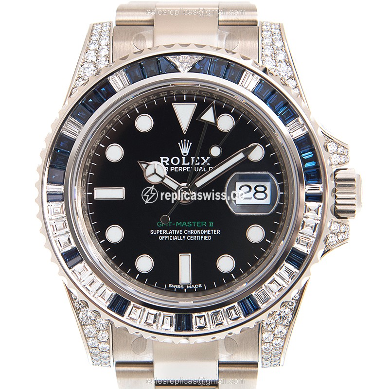 Rolex GMT-MASTER II Replica | Automatic | White Gold Case | Diamond Bezel - Luxury Replica GMT-MASTER II Watch