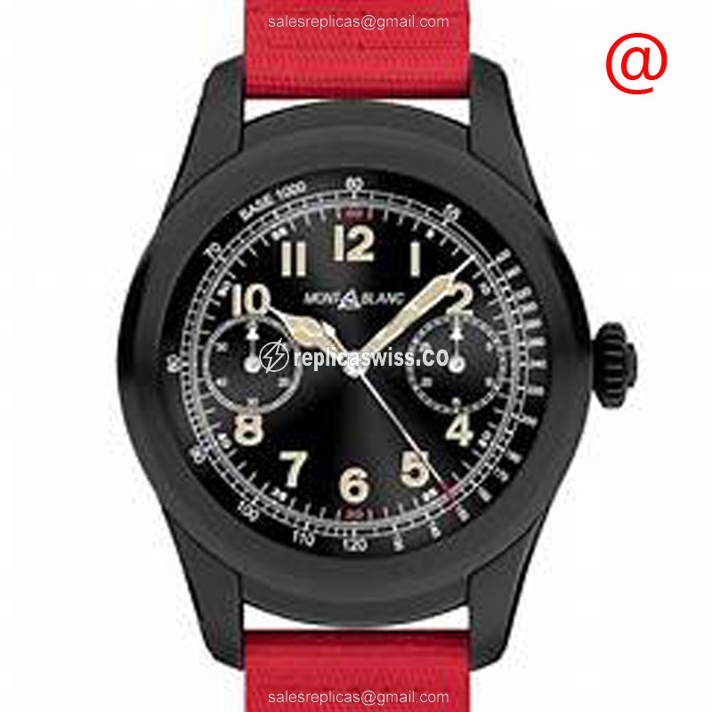 Replica Mont Blanc Summit Auto Steel Black Dial Red Rubber - Luxury Replica SUMMIT Watch