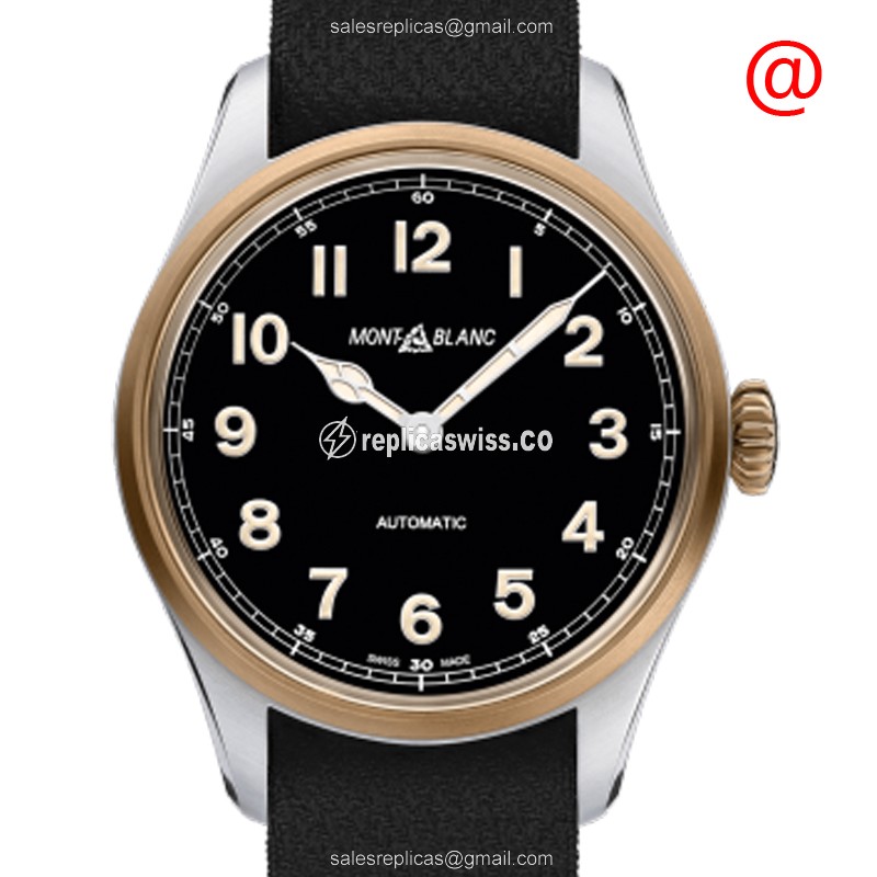 Mont Blanc 1858 Replica Watch - Steel - Black Dial - Leather - Luxury Replica 1858 Watch