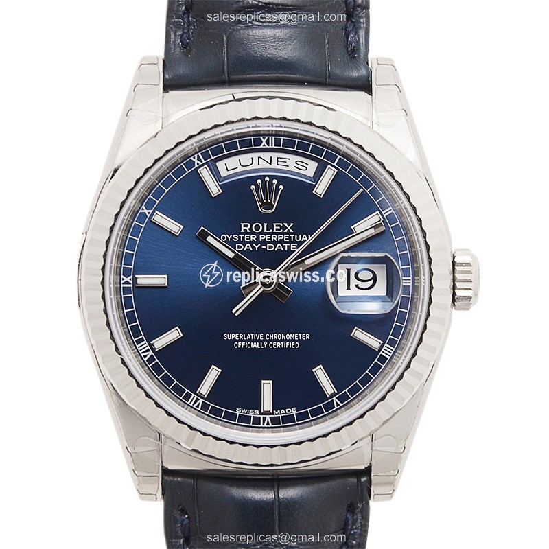 Rolex DAY-DATE Replica - 18kt Gold Case - Blue Dial - Automatic Clasp