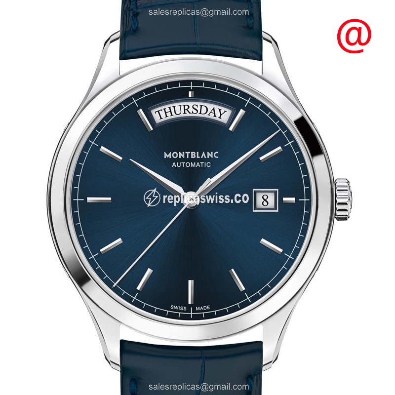 Mont Blanc Traditionnelle Replica - Automatic - Steel Case - Blue Dial - Blue Alligator Strap