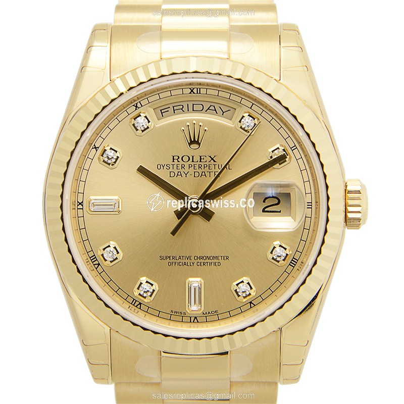Rolex DAY-DATE Replica - Automatic - 18kt Gold - Gold Dial - Gold Clasp