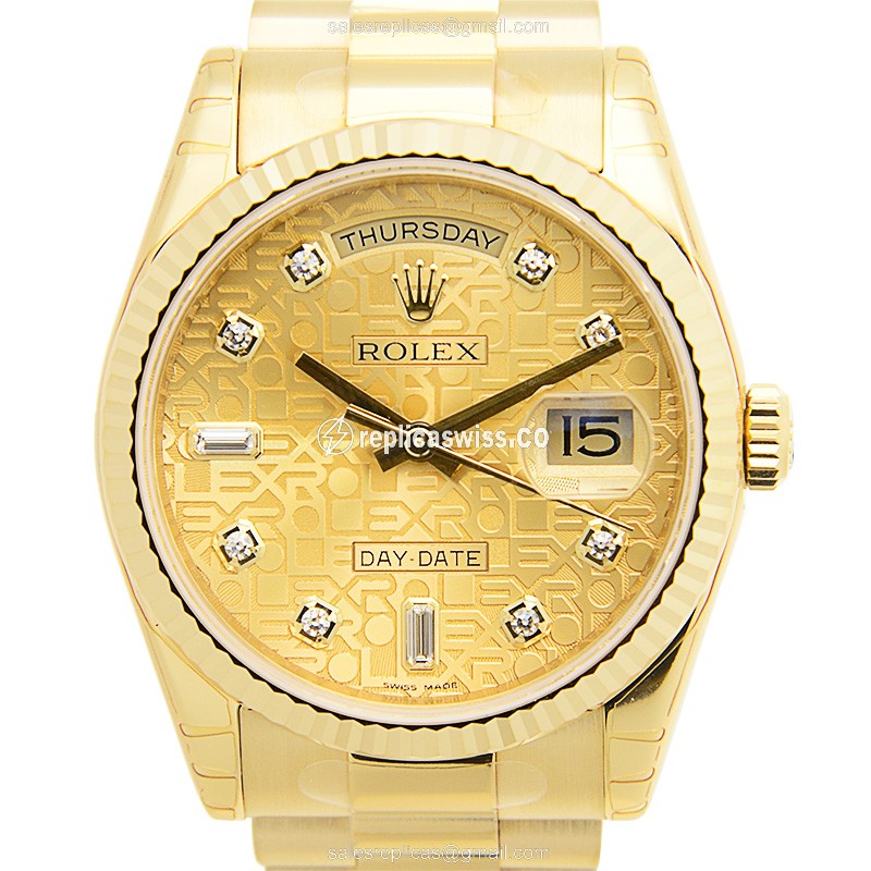 Rolex DAY-DATE Replica - Automatic - Gold Case - Gold Clasp, Gold Strap