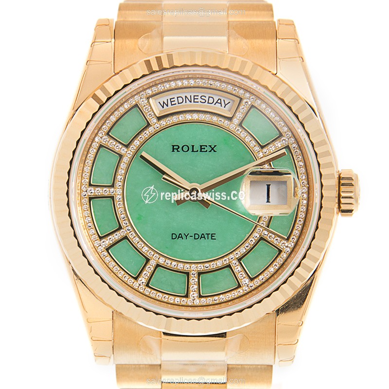 Rolex Day-Date Replica - 18kt Gold Case - Green Dial - Automatic