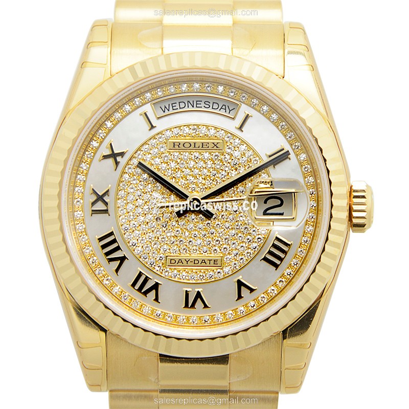 Rolex Day-Date Replica: Automatic - 18kt Gold/Steel Case - Gold Dial & Clasp