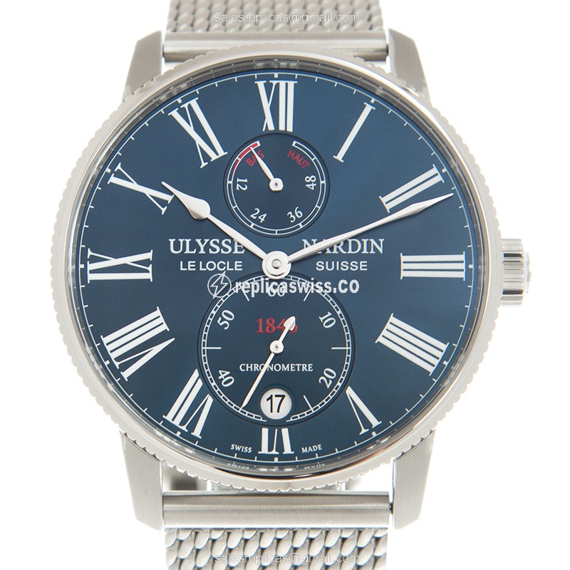 Ulysse Nardin 1183-310-7MIL/43 MARINE Replica - Automatic - Steel Case - Blue Dial - Silver Steel Band