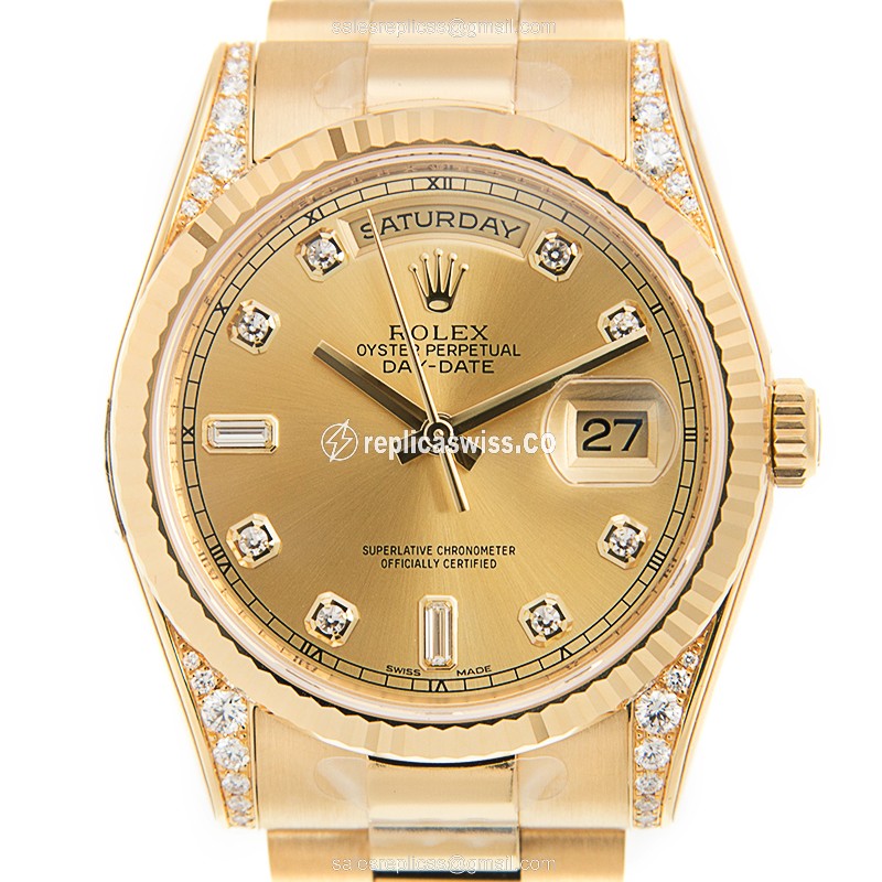 Rolex Day-Date Replica - Automatic - 18kt Yellow Gold - Gold Dial - Gold Clasp