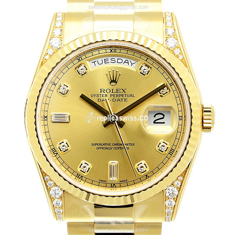 Rolex DAY-DATE Replica | Automatic | Gold Dial | Clasp | Gold Strap - Luxury Replica DAY-DATE Watch
