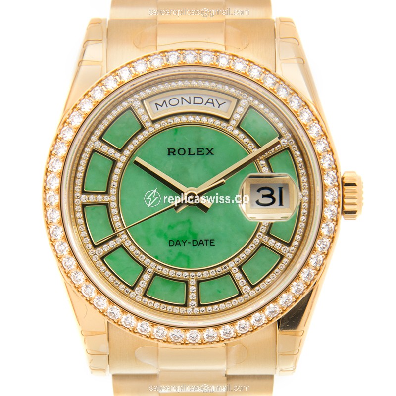 Rolex Day-Date Replica - Automatic - 18kt Gold - Green Dial - Gold Strap