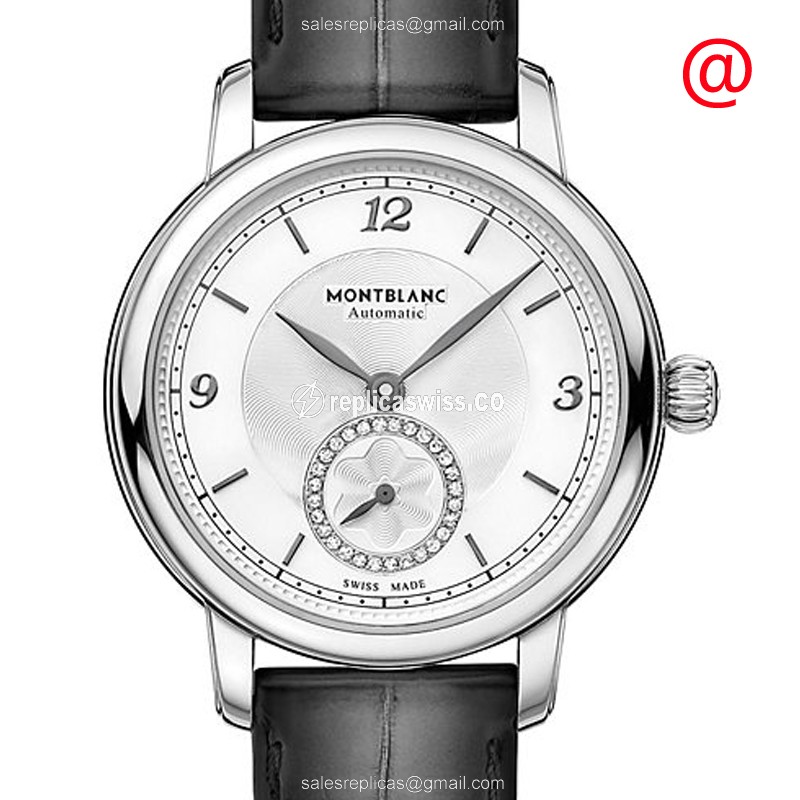 Mont Blanc STAR LEGACY Replica - Automatic - Stainless Steel - White Dial - Black Leather Strap
