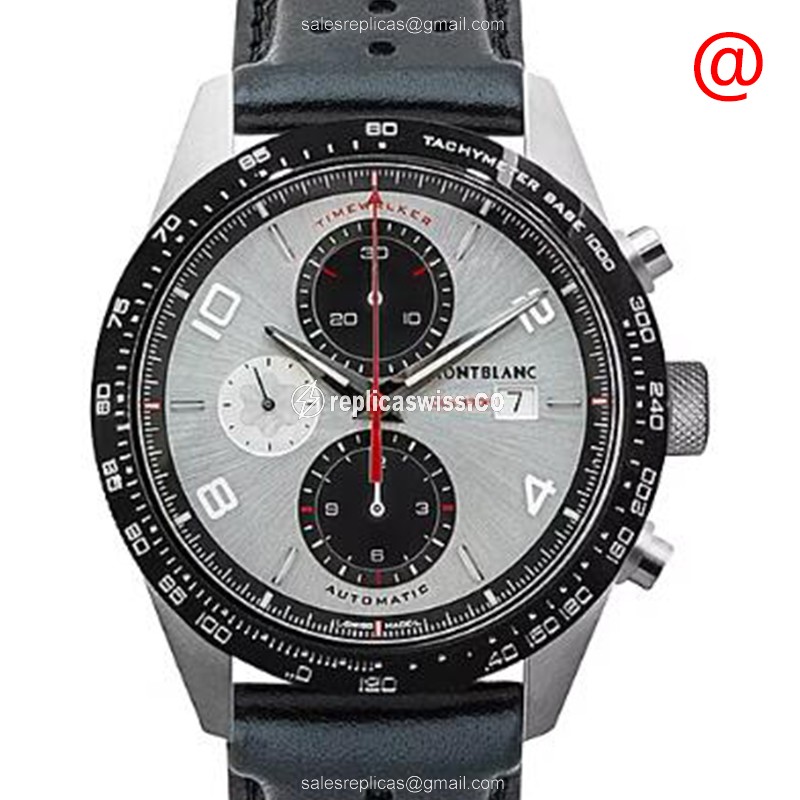 Mont Blanc TIMEWALKER Replica - Automatic - Steel Case - Gray Dial - Black Leather Strap