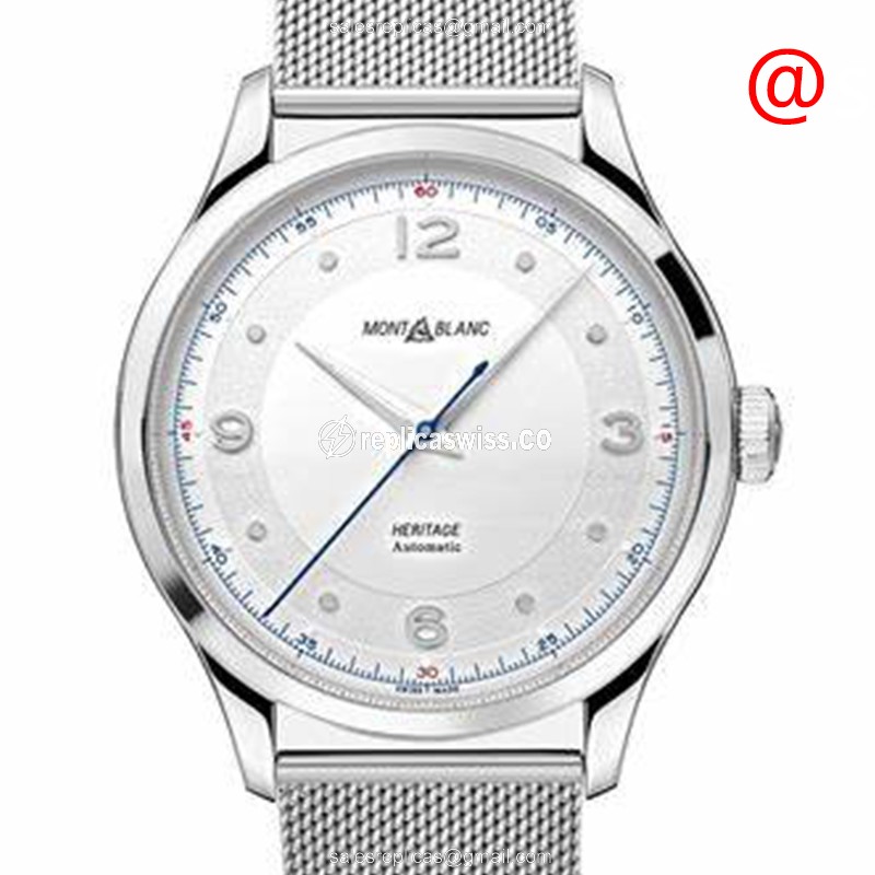 Mont Blanc Heritage Automatic - Stainless Steel Case - White Dial - Silver Steel Strap - Luxury Replica HERITAGE Watch